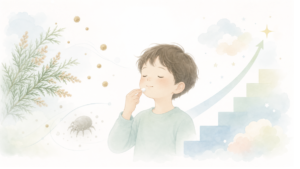 子どもの舌下免疫療法の仕組みとアレルギー性鼻炎への効果を解説する画像